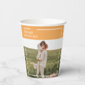 家族モダン写真と幸せな感謝祭の日の贈り物 紙コップ (裏面)