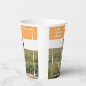 家族モダン写真と幸せな感謝祭の日の贈り物 紙コップ (右)