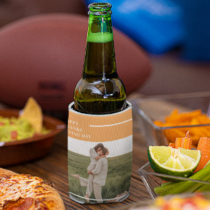 家族モダン写真と幸せな感謝祭の日の贈り物 缶クーラー