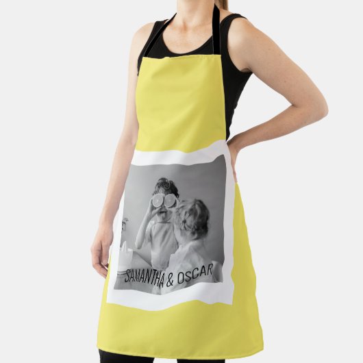 家族モダン写真イエローシンプルラブリーギフト エプロン (インサイチュ)