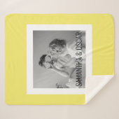 家族モダン写真イエローシンプルラブリーギフト シェルパブランケット (正面(横))