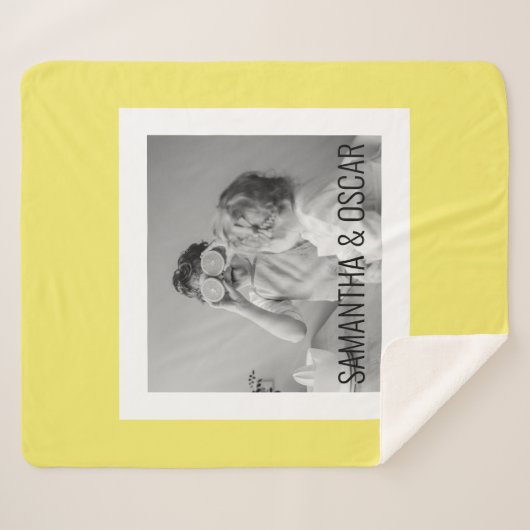 家族モダン写真イエローシンプルラブリーギフト シェルパブランケット (正面(横))