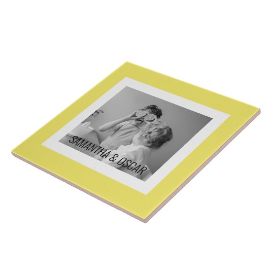 家族モダン写真イエローシンプルラブリーギフト タイル (側面)