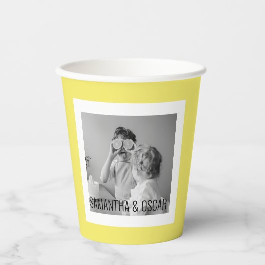 家族モダン写真イエローシンプルラブリーギフト 紙コップ (正面)