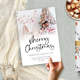 家族モダン写真オーバーレイMerry Christmas シーズンカード