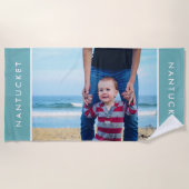 家族モダン写真カスタム休暇の目的地 ビーチタオル (正面)