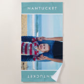 家族モダン写真カスタム休暇の目的地 ビーチタオル (正面)