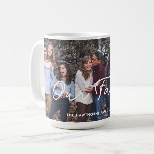 家族モダン写真カスタム文字かわいいパーソナライズされた コーヒーマグカップ (正面左)