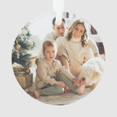 家族モダン写真クリスマスグリーン オーナメント (裏面)
