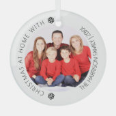 家族モダン写真クリスマスツリー ガラスオーナメント (正面)