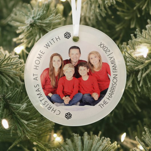 家族モダン写真クリスマスツリー ガラスオーナメント (インサイチュ)