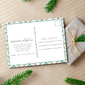 家族モダン写真クリスマスプレイド シーズンポストカード