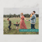 家族モダン写真クリスマスプレイド シーズンポストカード (正面)
