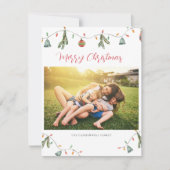 家族モダン写真クリスマスホリデースクリプト ノートカード (正面)