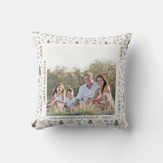 家族モダン写真クリスマス クッション (正面)