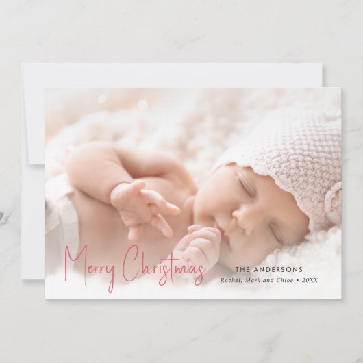 家族モダン写真クリスマス シーズンカード (正面)