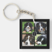 家族モダン写真コラージュのモノグラム キーホルダー (正面)