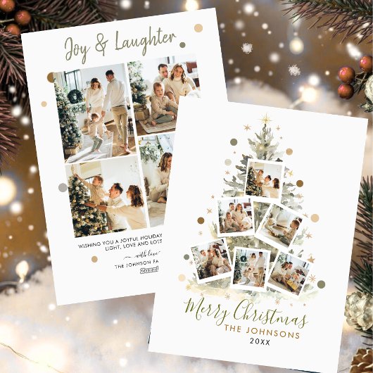 家族モダン写真コラージュメリークリスマス シーズンカード