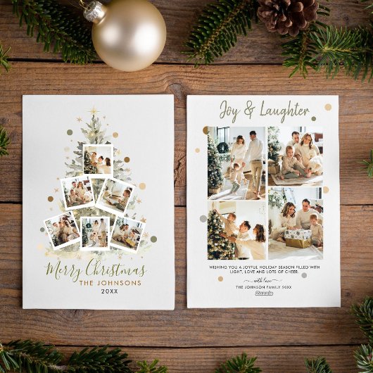 家族モダン写真コラージュメリークリスマス シーズンカード