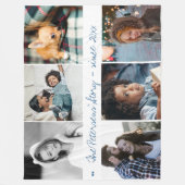 家族モダン写真コラージュ手書きスクリプト フリースブランケット (正面)