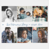 家族モダン写真コラージュ手書きスクリプト フリースブランケット (正面(横))