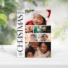 家族モダン写真コラージュ白黒ミニマリスト カード