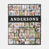 家族モダン写真コラージュ36パーソナライズされた黒 フリースブランケット (正面)