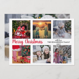 家族モダン写真コラージュMerry Christmas シーズンカード