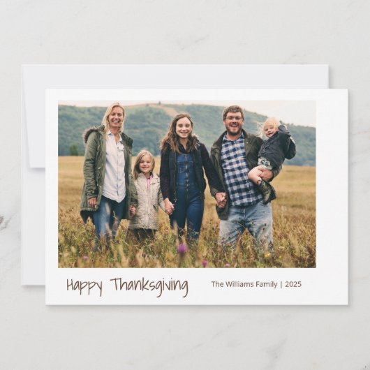 家族モダン写真シンプルミニマル感謝祭 シーズンカード (正面)