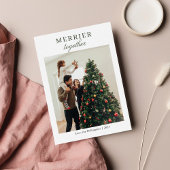 家族モダン写真スクリプトクリスマスグリーティングカード
