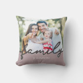 家族モダン写真スクリプトトレンディーKeepsake クッション (正面)