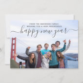 家族モダン写真スクリプト新年おめでとう シーズンカード (正面)