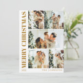 家族モダン写真スタイリッシュコラージュ金ゴールドクリスマス シーズンカード (スタンド正面)