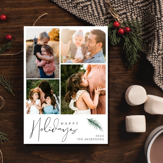 家族モダン写真ハッピーホリデーズクリスマス シーズンカード