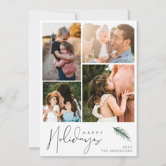 家族モダン写真ハッピーホリデーズクリスマス シーズンカード (正面)