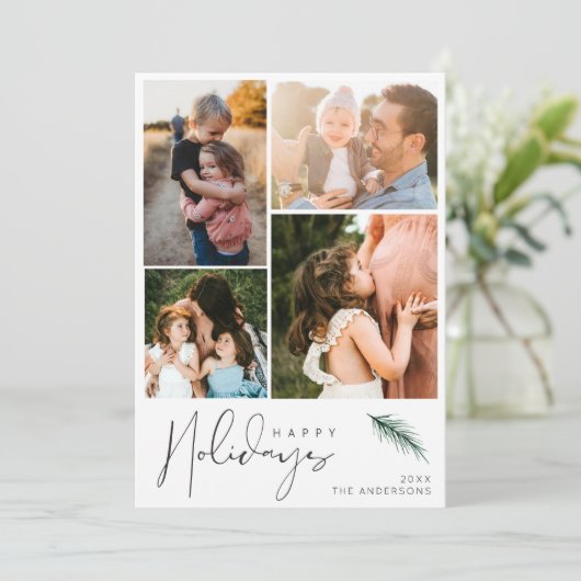家族モダン写真ハッピーホリデーズクリスマス シーズンカード (スタンド正面)