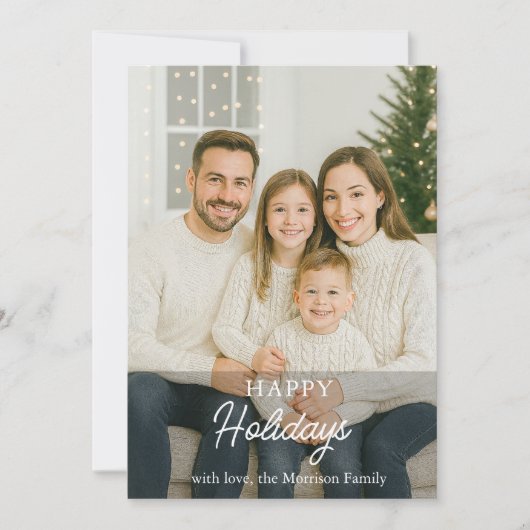 家族モダン写真ハッピーホリデーズホリデーズホリデーカード 招待状 (正面)