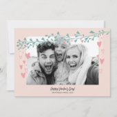 家族モダン写真ハート枝バレンタインデー シーズンカード (正面)