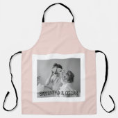 家族モダン写真パステルピンクシンプル色ギフト エプロン (正面)