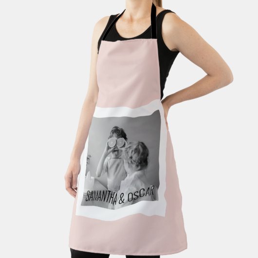 家族モダン写真パステルピンクシンプル色ギフト エプロン (インサイチュ)