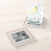 家族モダン写真パステルピンクシンプル色ギフト ガラスコースター (アングル)