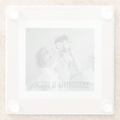 家族モダン写真パステルピンクシンプル色ギフト ガラスコースター (裏面)