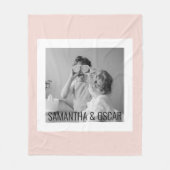 家族モダン写真パステルピンクシンプル色ギフト フリースブランケット (正面)