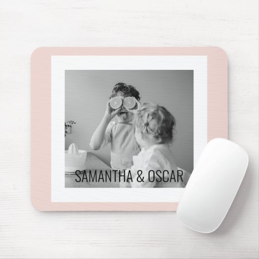 家族モダン写真パステルピンクシンプル色ギフト マウスパッド (マウス)