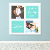 家族モダン写真パステルモノグラム キャンバスプリント (インサイチュ (ウッドフロア))