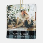 家族モダン写真ブループライド セラミックオーナメント (左)