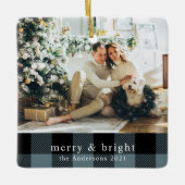 家族モダン写真ブループライド セラミックオーナメント (正面)