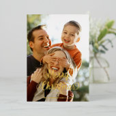 家族モダン写真メリークリスマススクリプトタータンチェック 箔シーズンカード (立ち正面)