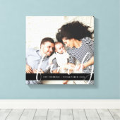 家族モダン写真モノグラムと確立日 キャンバスプリント (インサイチュ (ウッドフロア))