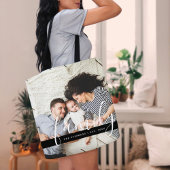 家族モダン写真モノグラムと確立日 トートバッグ